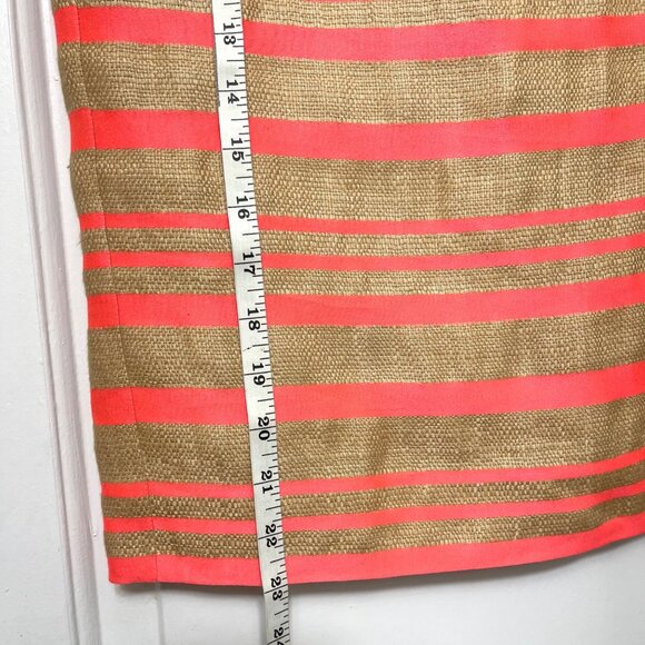 J.Crew Linen Blend Pencil Skirt Coral & Tan Stripes Size 6 - Picture 8 of 12